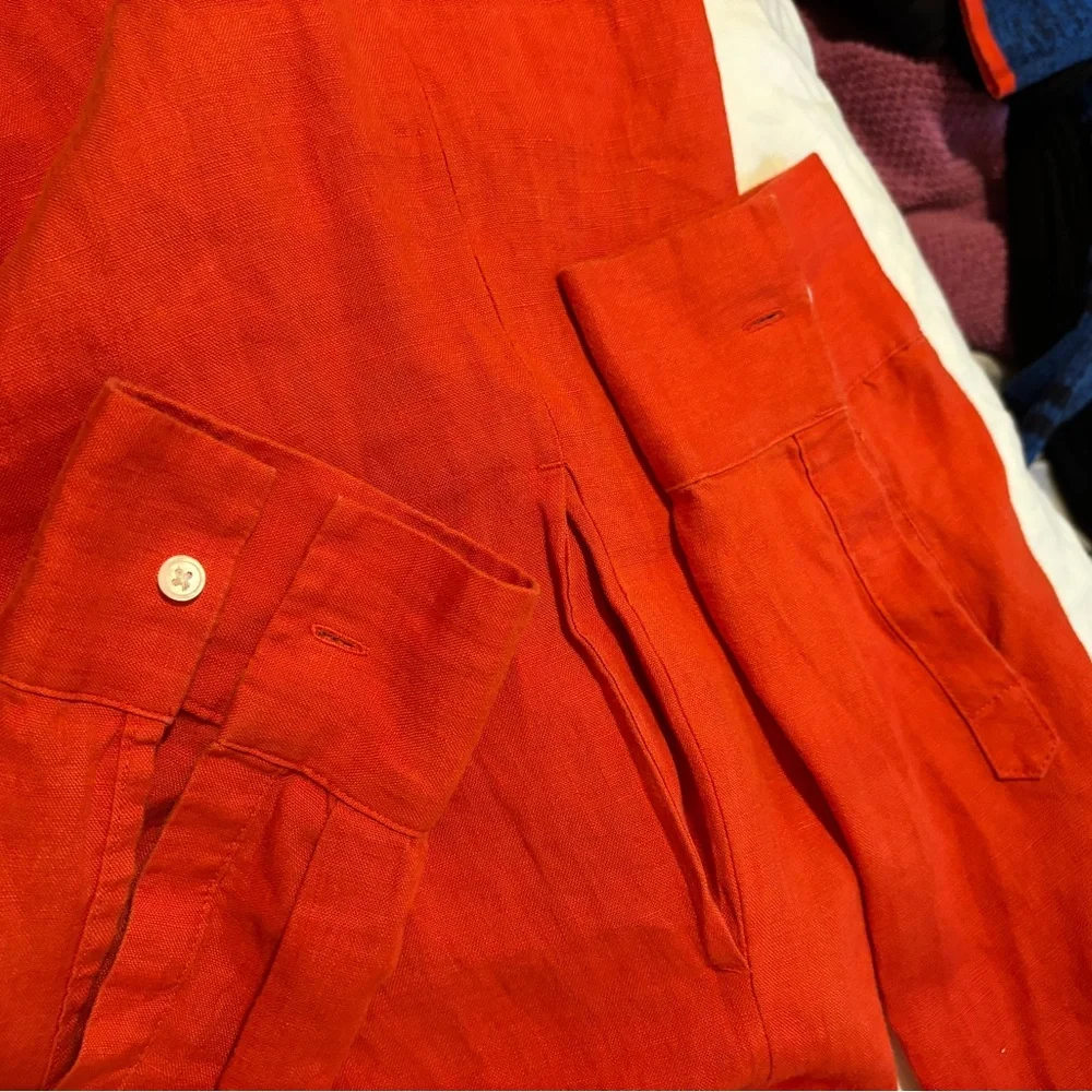 Banana Republic Alexi Linen Shirt Dress size 4 tomatoes red - Picture 7 of 9